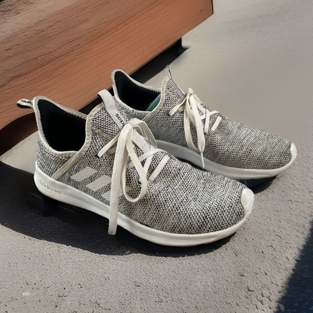 Adidas Womens Cloudfoam Pure DB0695 Gray Running Shoes Sneakers Size 9.5 Walking